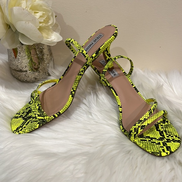 Steve Madden Shoes - 💚Steven Madden Loft Snake Print Strappy Square Toe Dress Slide Sandals